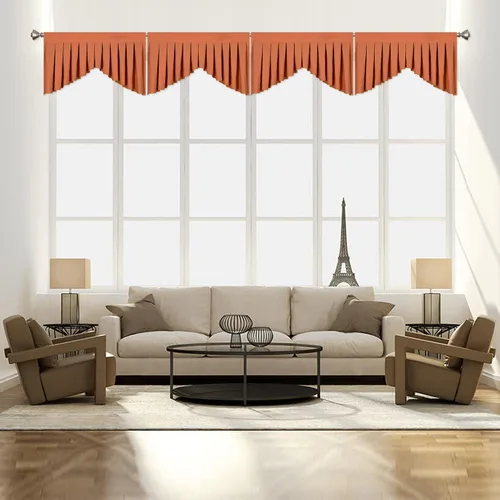 Vista 30 de Cenefas para Sala de Estar Amarillo Brillante Opacas con Bolsillo para Barra Cenefas para Ventanas, Paquete de 1 (Amarillo Brillante 39" An x 20" L)