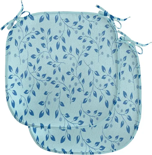 Vista 95 de Ambesonne Cojín de asiento para silla de flores, detalles florales con hojas y remolinos, estampado artístico romántico y vívido y vibrante