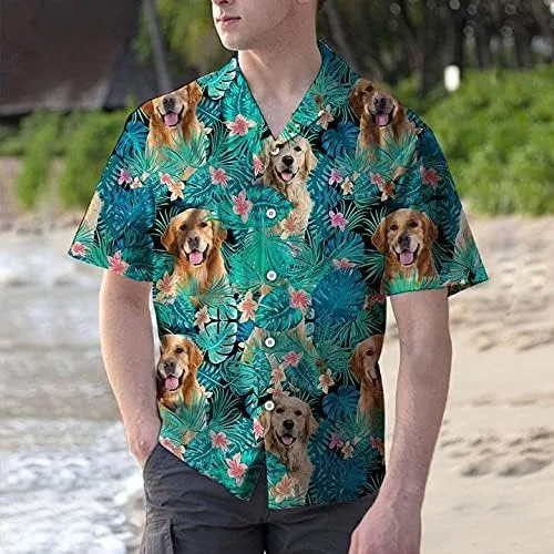 Vista 3 de American Hawaiian Shirts for Men - Summer Button Down Mens Hawaiian Shirts Short Sleeve Series 4