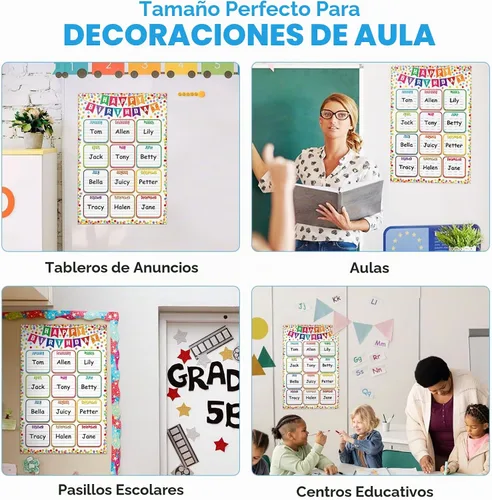 Vista 7 de FaCraft Póster reutilizable de cumpleaños para el aula, 11.2 x 16.5