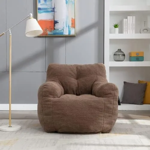Vista 12 de anwickjeff Sillones puf, puf de relleno suave copetudo con relleno, sofá perezoso esponjoso, tumbona imperial gigante para dormitorio, sala de estar