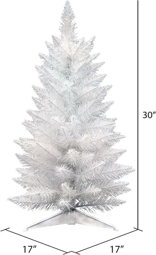 Vista 4 de Vickerman Unlit árbol de navidad artificial de pluma de abeto delgado, con destello, Sintético, Sin iluminar, 30