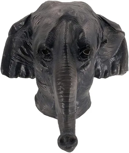 Vista 4 de HENGYUTOYMASK Máscara de elefante de látex para Halloween, máscara de cabeza de animal para disfraz de fiesta de adultos
