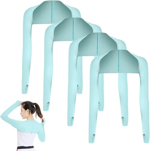 Vista 22 de Katutude 4 piezas de chal refrescante para mujer, manga de protección solar, transpirable, anti rayos UV, con agujeros para los dedos, para golf