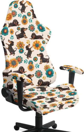 Vista 8 de Suobstales Aztec Leopard American Tribal Pattern Gaming Chair Cover Stretch Slipcover with Armrest Covers, Washable Elastic Protector Universal