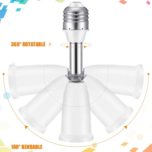 Vista 3 de Extensores de enchufe de luz E26 E27, extensión de 4.1 pulgadas, adaptador de extensión de enchufe vertical ajustable de 180 grados, convertidor