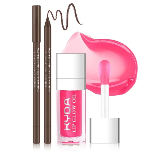 Vista 11 de KYDA Aceite de brillo labial hidratante, brillo labial de aceite hidratante transparente voluminizador, aceite labial teñido para el cuidado