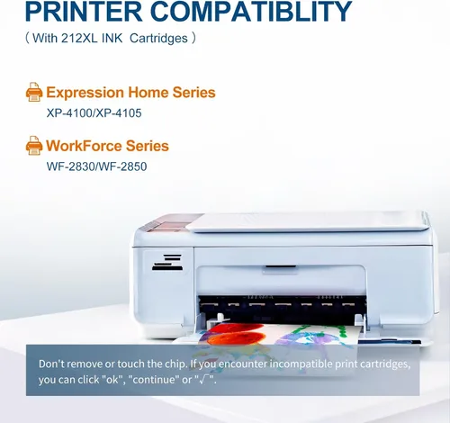 Vista 3 de 212XL - Cartuchos de tinta de alto rendimiento remanufacturados para Epson 212 cartuchos de tinta compatibles con Epson Workforce WF-2830 WF-2850