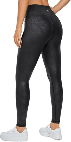 Vista 2 de CRZ YOGA - Leggings de piel sintética mate para mujer, de 25 a 28 pulgadas, pantalones de cuero elásticos de cintura alta, mallas de cuero