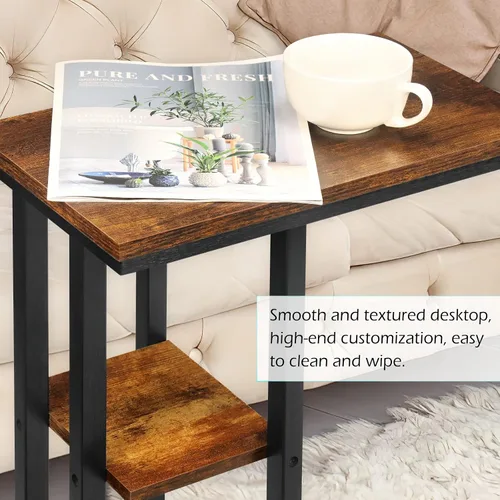 Vista 6 de Mesa auxiliar en forma de C para sofá, mesa auxiliar de sofá para espacios pequeños, mesas auxiliares delgadas para sofá cama, mesa de aperitivos