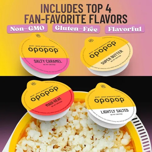 Vista 2 de Opopop Gourmet Popcorn Pop Cups - Juego variado de 4 unidades + juguete de silicona