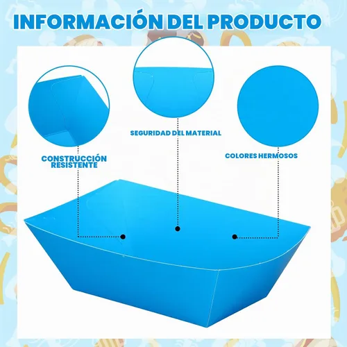 Vista 3 de Uiifan 200 bandejas de papel desechables para alimentos y barcos, resistentes a la grasa, bandeja de cartón para perros calientes, soporte para Azul