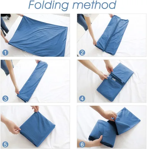 Vista 7 de Sleeping Bag Liner, Camping Travel Home Bed Sheet Compact Sacks Azul