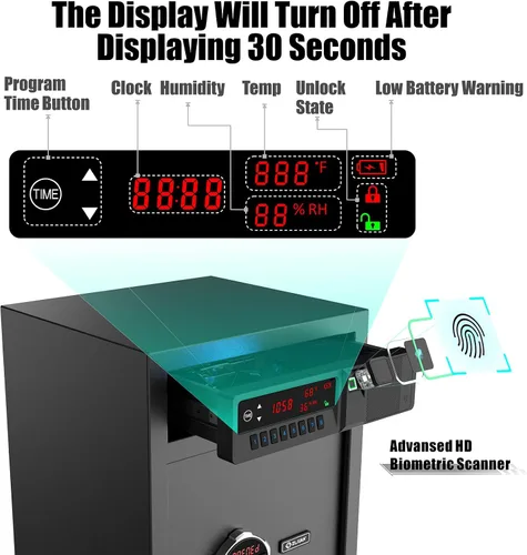 Vista 7 de Z ZLJUAN Caja de Seguridad con Gaveta Deslizante y Pantalla LCD de Temperatura, Humedad, Hora, Seguridad Electrónica para el Hogar para Dinero