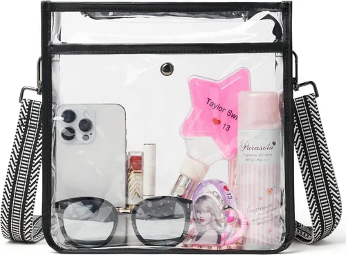 Vista 15 de Bolso Cruzado Transparente Bluome para Eventos en Estadios 12 x 6 x 12, Bolsos Cruzados Transparentes para Mujeres, Aprobado para Conciertos