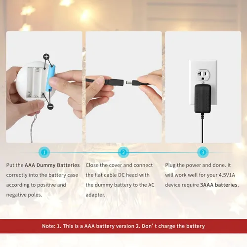 Vista 2 de Lenink Adaptador de fuente de alimentación de CA para batería AAA, reemplazar 3 pilas AAA, negro