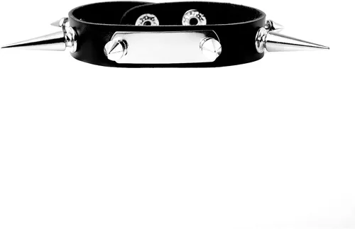 Vista 8 de Eigso Steampunk Retro Spike Cuff Bracelet para hombres y mujeres (negro)