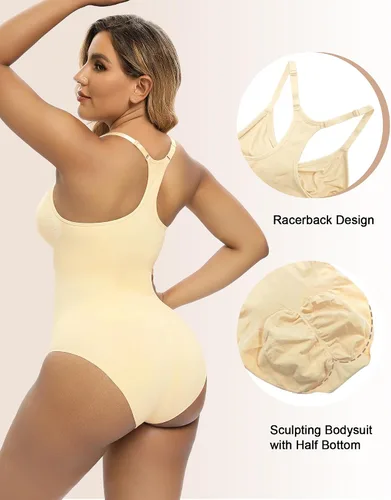 Vista 5 de SHAPERX Body para mujer con control de abdomen, espalda cruzada, sin costuras, esculpir el cuerpo, moldeador