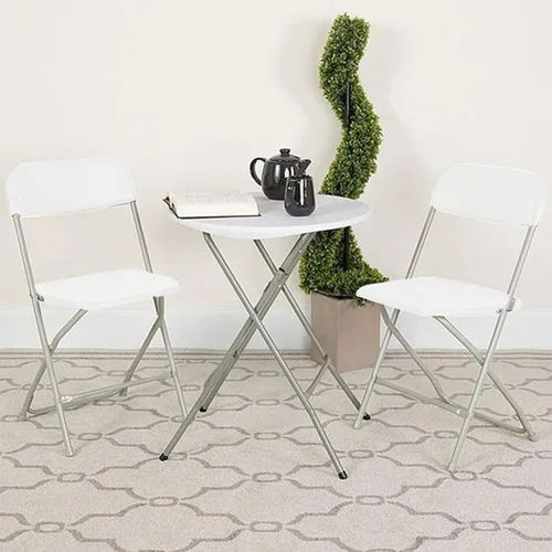 Vista 8 de EventStable TitanPRO Silla plegable de plástico blanco, silla plegable ligera para exteriores, sillas de patio duraderas, juego de sillas