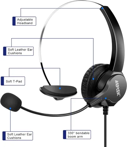 Vista 2 de AGPtEk – teléfono intercomunicador centro de llamadas con auricular., Negro