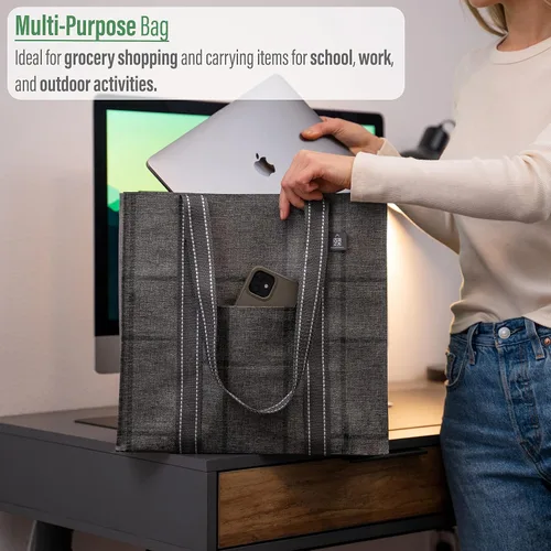 Vista 7 de VENO Paquete de 7 bolsas de compras reutilizables resistentes