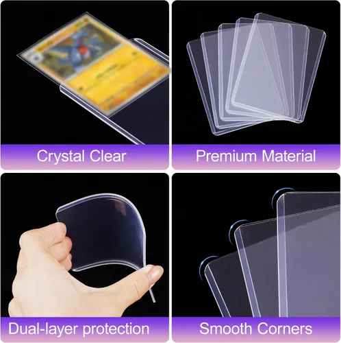 Vista 4 de Paquete de 200 fundas para tarjetas, fundas protectoras coleccionables de béisbol de 3 x 4 pulgadas, soporte para tarjetas de plástico duro