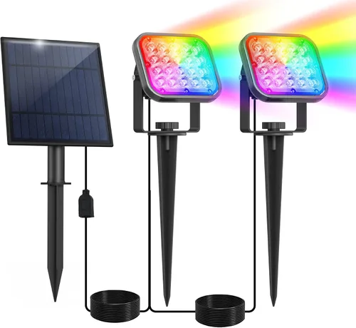 Vista 15 de Luces solares para exterior, focos de paisaje IP65 impermeables con cable de 3m, luces de pared para exterior con encendido y apagado automático