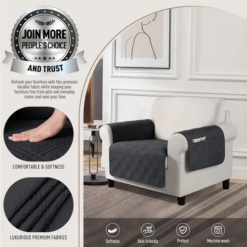 Vista 2 de TAOCOCO Fundas impermeables para silla para mascotas y perros con respaldo antideslizante, fundas para asiento de silla con bolsillo lateral