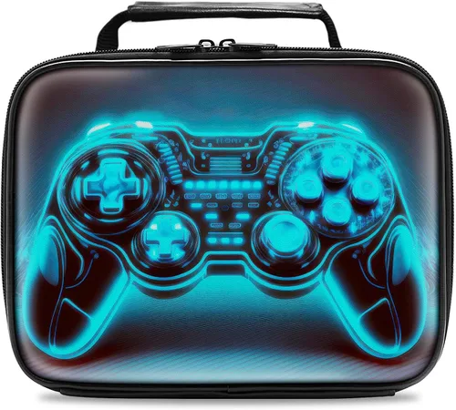 Vista 9 de Lonchera de cuero para niños, lonchera de cuero para niños, regalos para jugadores, lonchera aislada para videojuegos, lonchera portátil