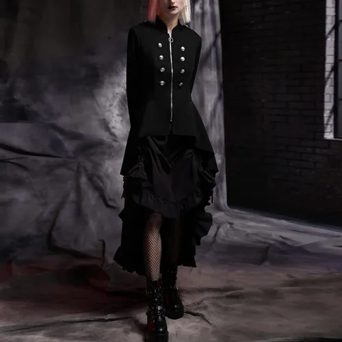 Vista 3 de Chaqueta steampunk para mujer chaqueta militar con botones diseño fluido para mujer