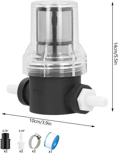 Vista 7 de Filtro de cerveza en línea, filtro de agua de 80 mallas de 150 micrones, dispositivo de filtración de filtro en T de plástico, alimentación por