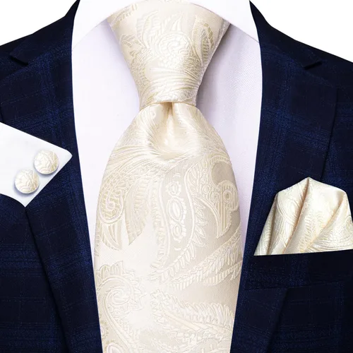 Vista 309 de Hi-Tie Corbatas de seda para hombre, diseño de cachemira a rayas, con bolsillo, gemelos cuadrados, conjunto formal de negocios