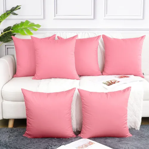 Vista 57 de Coddsmz Paquete de 6 fundas de almohada decorativas 100% algodón, fundas de cojín cuadradas de Navidad sólidas para el hogar, cama, sofá, día