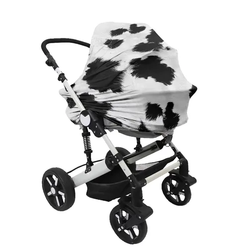 Vista 7 de Forchrinse Black and White Cow Print Nursing Cover Breastfeeding Scarf Soft Car Seat Cover for Babies Girls Infant Carseat Multi-Use Cover