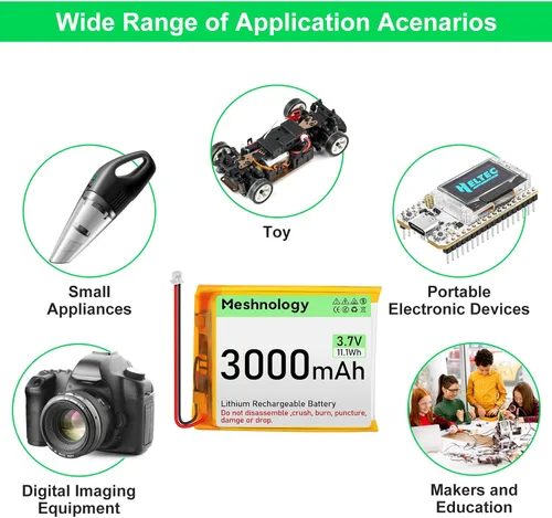 Vista 12 de Batería LiPo de 3.7 V 3000 mAh recargable 1S 755060 Batería de polímero de litio con placa de protección cinta de goma aislada, enchufe micro JST