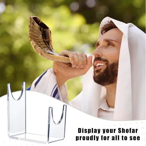 Vista 5 de Soporte de acrílico Shofar de 2 piezas, soporte para caballete, soporte de cuerno de oveja, soporte de exhibición de espadas