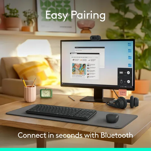 Vista 2 de Logitech Teclado Bluetooth inalámbrico compacto K250 con teclado numérico Grafito