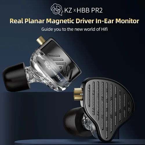 Vista 2 de KZ X HBB PR2 - Auriculares para monitor de oído, controlador magnético planar, auriculares IME de aleación de alta fidelidad, con cable extraíble