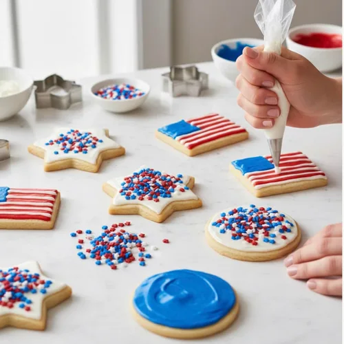 Vista 8 de Gránulos Azúcar de color Gránulos patrióticos Espolvorear rojo, blanco y azul Azúcar de cóctel Espolvorear para cupcakes Gránulos