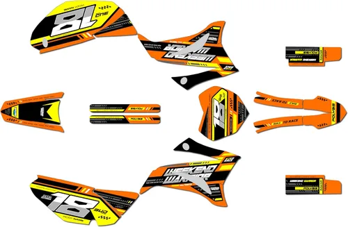 Vista 9 de Kit de gráficos Kalair GFX para Yamaha TTR 125 (2008-2023) Serie Warrior Azul 16 Mil - Juego de calcomanías adhesivas de carreras personalizadas