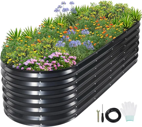 Vista 19 de 1MORE Cama de jardín elevada galvanizada: jardineras para exteriores, camas elevadas para jardinería, kit de cama de jardín de metal de 4 x 2 x 1