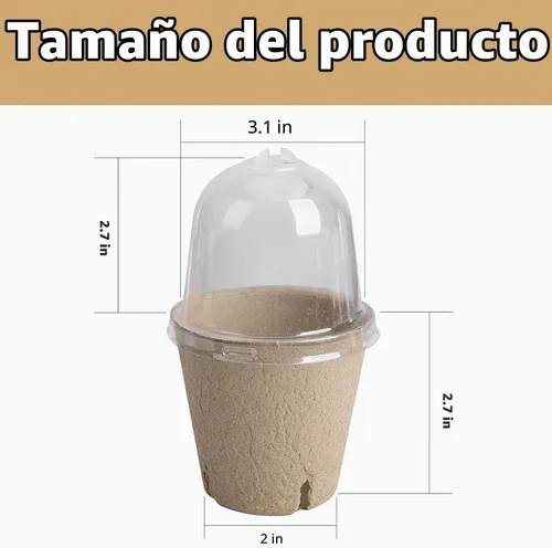 Vista 2 de EBaokuup 40 macetas biodegradables para siembra, macetas de vivero de plantas de 3.1 pulgadas con cúpula de humedad, macetas de turba para plantas