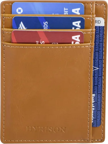 Vista 8 de HYRISON Cartera de piel con bolsillo frontal minimalista para hombres y mujeres, con bloqueo RFID