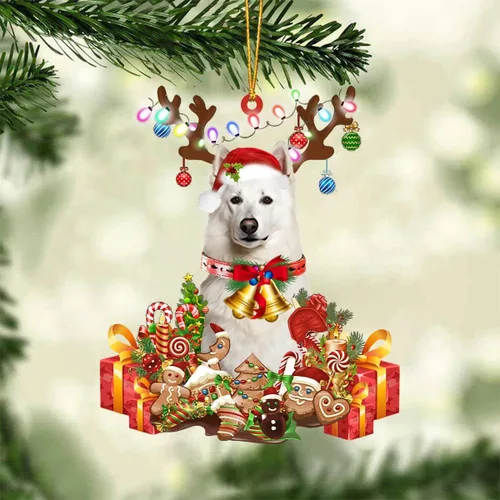 Vista 21 de Nazenti Adorno de Navidad personalizado de reno de Alaskan Malamute – Adorno de perro personalizado para amantes de las mascotas, acrílico plano