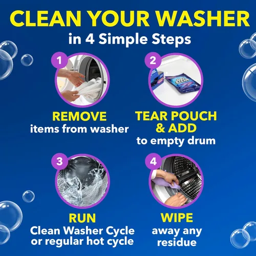 Vista 5 de OxiClean - Limpiador de lavadora con olor, 4 unidades Washing Machine Odor Eliminator, Removes Odor-Causing Residue, HE & Standard Washer Safe
