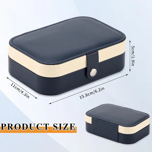 Vista 2 de Joyero de viaje, organizador de joyas pequeño de piel sintética para mujeres y niñas, mini estuche de viaje portátil de doble capa para guardar