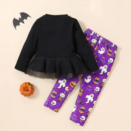 Vista 5 de TBUIALL Toddler Kids Baby Girl Outfit Kids Toddler Baby Girls Autumn Halloween Print Cotton Long Toddler Girl Winter