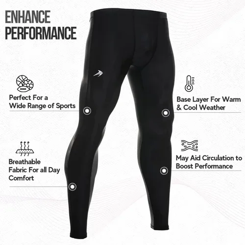 Vista 2 de CompressionZ Pantalones de compresión para hombre, para entrenamiento, deportes Leggings de capa base para correr