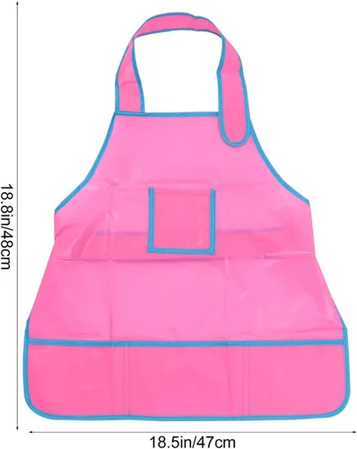 Vista 9 de GALPADA Delantal de pintura para niños, delantal de pintura, suministros de arte, delantal de plástico para niños, Rosado