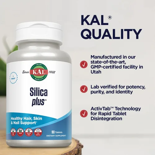 Vista 6 de KAL Silica Plus, Gel de Sílice con Extracto de Cola de Caballo, Apoyo para Cabello, Piel y Uñas Saludables, Máxima Absorción, Cabello Vibrante, Piel